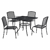 Interion Mesh Cafe Table and Chair Sets, Square, 36 x 36 x 29, Black Top, Black Base/Legs (695974)