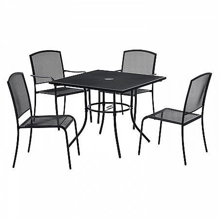 Interion Mesh Cafe Table and Chair Sets, Square, 36 x 36 x 29, Black Top, Black Base/Legs (695974)