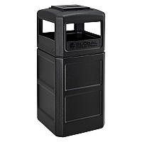 Square Plastic Waste Receptacle, Ashtray Lid with Open Sides, 42 gal, Black (641540BK)