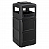 Square Plastic Waste Receptacle, Ashtray Lid with Open Sides, 42 gal, Black (641540BK)