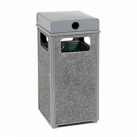 Stone Panel All Weather Trash Receptacle Urn, 12 gal, Steel, Gray (239576GY)