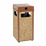 Stone Panel All Weather Trash Receptacle Urn, 12 gal, Steel, Brown (239576BN)