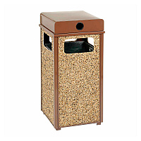 Stone Panel All Weather Trash Receptacle Urn, 12 gal, Steel, Brown (239576BN)