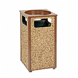 Stone Panel All Weather Trash Receptacle Urn, Open Ashtray Top, 24 gal, Steel, Brown (238243BN)