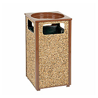Stone Panel All Weather Trash Receptacle Urn, Open Ashtray Top, 24 gal, Steel, Brown (238243BN)