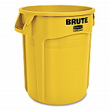 Vented Round Brute Container, 10 gal, Plastic, Yellow (FG261000YEL)