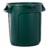 Vented Round Brute Container, 10 gal, Plastic, Dark Green (FG261000DGRN)