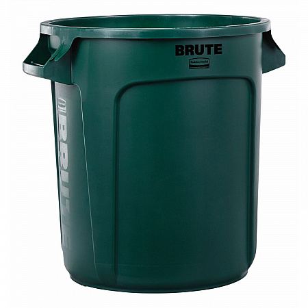 Vented Round Brute Container, 10 gal, Plastic, Dark Green (FG261000DGRN)