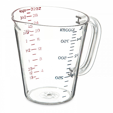 Commercial Measuring Cup, 1 qt, Plastic, Clear (4314307)
