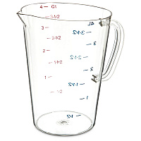 Commercial Measuring Cup, 1 gal, Plastic, Clear (4314507)