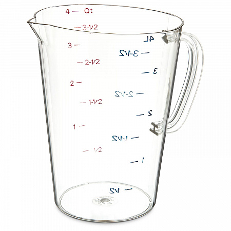 Commercial Measuring Cup, 1 gal, Plastic, Clear (4314507)