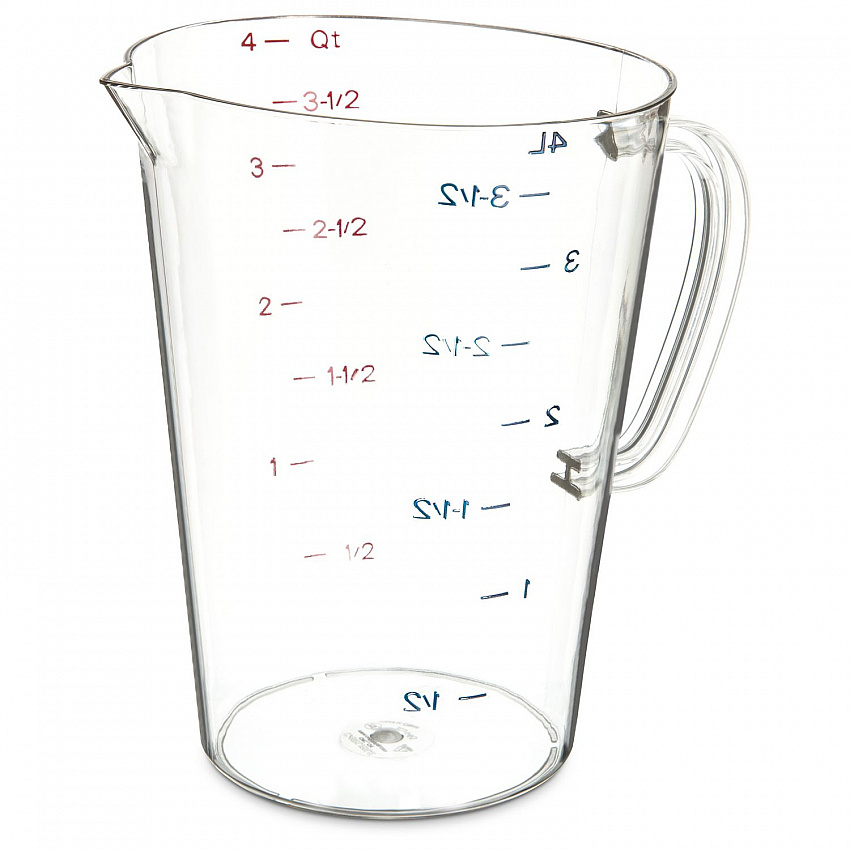 Commercial Measuring Cup, 1 gal, Plastic, Clear (4314507)