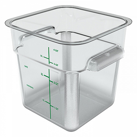 Squares Polycarbonate Food Storage Container, 4 qt, 7.13 x 7.13 x 7.29, Clear, Plastic (1195107)