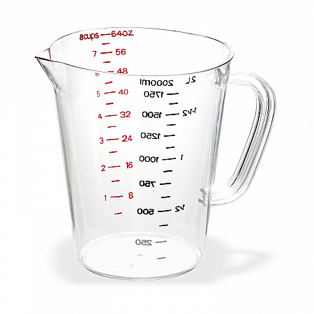 Commercial Measuring Cup, 0.5 gal, Plastic, Clear (4314407)