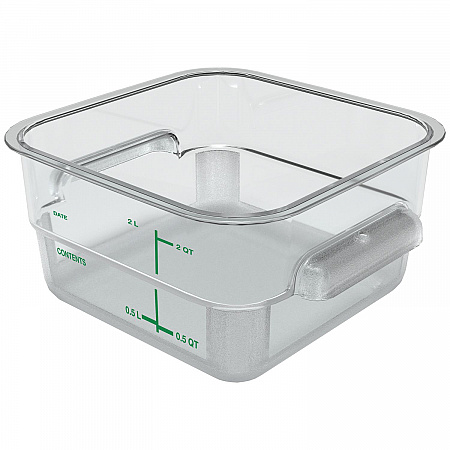 Squares Polycarbonate Food Storage Container, 2 qt,  7.13 x 7.13 x  3.8, Clear, Plastic (1195007)