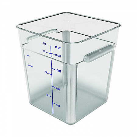 Squares Polycarbonate Food Storage Container, 6 qt, 8.75 x 8.75 x 7.31, Clear, Plastic (1195207)