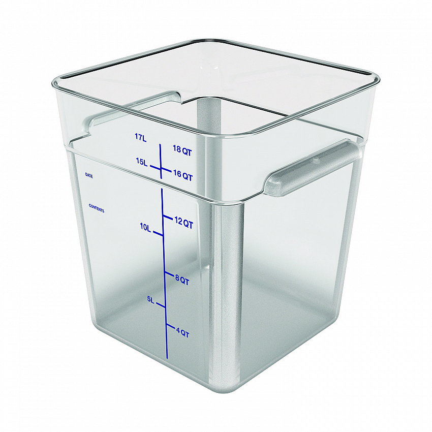 Squares Polycarbonate Food Storage Container, 6 qt, 8.75 x 8.75 x 7.31, Clear, Plastic (1195207)