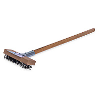 Sparta Broiler Master Grill Brush and Scraper with Handle, Metal Bristles, 30"  Natural Wood Handle (36372500)