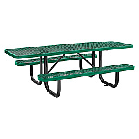 ADA Compliant Expanded Steel Picnic Table, Rectangular, 96 x 60 x 21.5, Green Top and Base (695289GN)