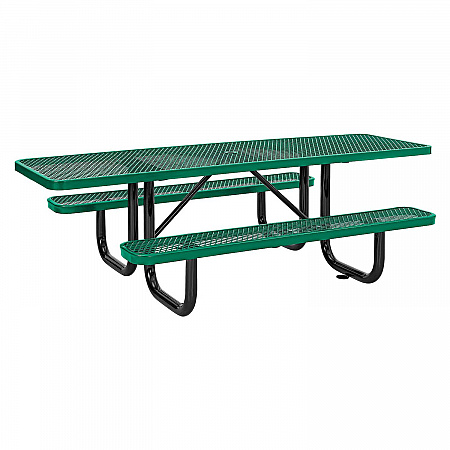 ADA Compliant Expanded Steel Picnic Table, Rectangular, 96 x 60 x 21.5, Green Top and Base (695289GN)