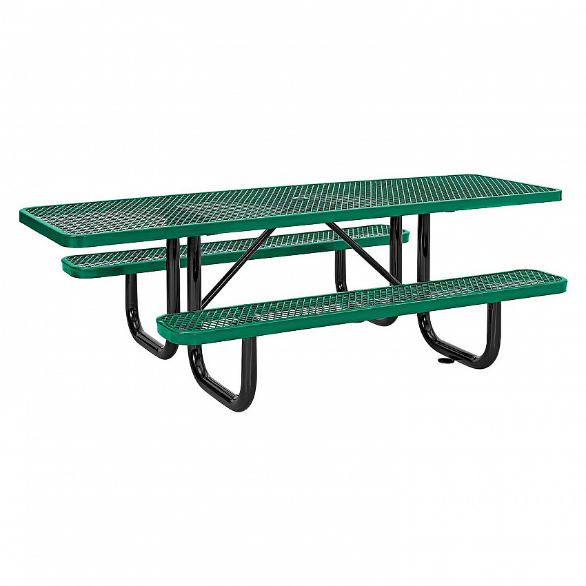 ADA Compliant Expanded Steel Picnic Table, Rectangular, 96 x 60 x 21.5, Green Top and Base (695289GN)