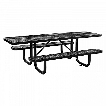 ADA Compliant Expanded Steel Picnic Table, Rectangular, 96 x 60 x 29.5, Black Top and Base (695289BK)