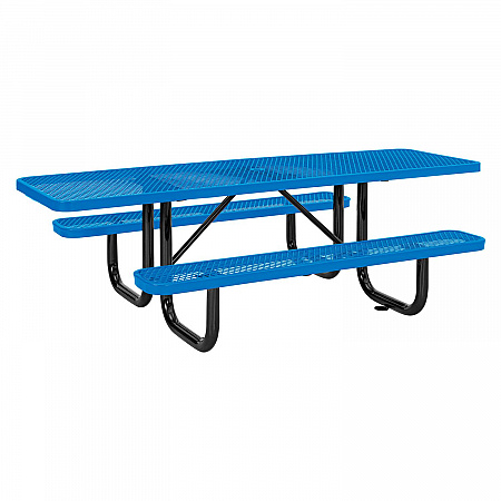 ADA Compliant Expanded Steel Picnic Table, Rectangular, 96 x 60 x 29.5, Blue Top and Base (695289BL)