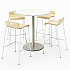 Pedestal Bistro Table with Four Natural Jive Series Barstools, Round, 36