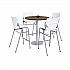 Pedestal Bistro Table with Four White Kool Series Barstools, Round, 36