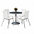 Pedestal Table with Four White Jive Series Chairs, Round, 36