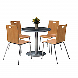Pedestal Table with Four Natural Jive Series Chairs, Round, 36" Dia x 29h, Graphite Nebula (810389025019)