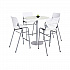 Pedestal Bistro Table with Four White Kool Series Barstools, Round, 36
