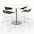 Pedestal Bistro Table with Four Espresso Jive Series Barstools, Square, 36 x 36 x 41, Designer White (811774039901)