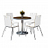 Pedestal Table with Four White Jive Series Chairs, Round, 36