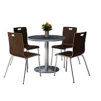 Pedestal Table with Four Espresso Jive Series Chairs, Round, 36" Dia x 29h, Graphite Nebula (810389025002)