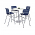 Pedestal Bistro Table with Four Navy Kool Series Barstools, Round, 36