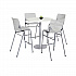 Pedestal Bistro Table with Four Light Gray Kool Series Barstools, Round, 36