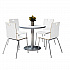 Pedestal Table with Four White Jive Series Chairs, Round, 36