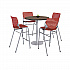 Pedestal Bistro Table with Four Coral Kool Series Barstools, Round, 36