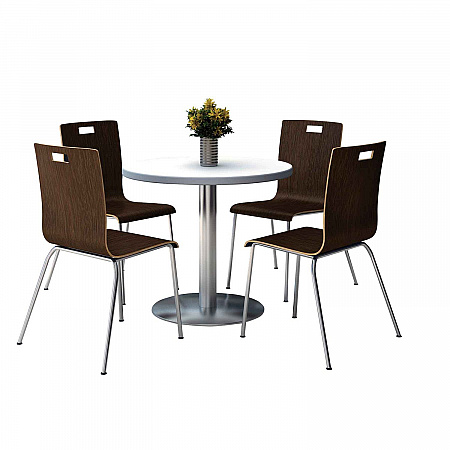 Pedestal Table with Four Espresso Jive Series Chairs, Round, 36