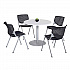 Pedestal Table with Four Black Kool Series Chairs, Round, 36