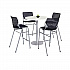 Pedestal Bistro Table with Four Black Kool Series Barstools, Round, 36
