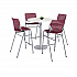 Pedestal Bistro Table with Four Burgundy Kool Series Barstools, Round, 36