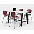 Midtown Bistro Dining Table with Four Burgundy Kool Barstools, 36 x 72 x 41, Designer White (840031900555)
