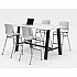 Midtown Bistro Dining Table with Four Light Gray Kool Barstools, 36 x 72 x 41, Designer White (840031900593)