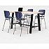 Midtown Bistro Dining Table with Four Navy Kool Barstools, 36 x 72 x 41, Kensington Maple (840031900739)