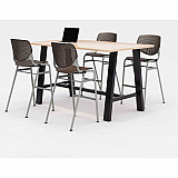 Midtown Bistro Dining Table with Four Brownstone Kool Barstools, 36 x 72 x 41, Kensington Maple (840031900807)