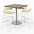 Pedestal Bistro Table with Four Natural Jive Series Barstools, Square, 36 x 36 x 41, Studio Teak (811774039925)