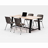 Midtown Dining Table with Four Brownstone Kool Series Chairs, 36 x 72 x 30, Kensington Maple (840031900500)