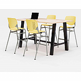 Midtown Bistro Dining Table with Four Yellow Kool Barstools, 36 x 72 x 41, Kensington Maple (840031900777)